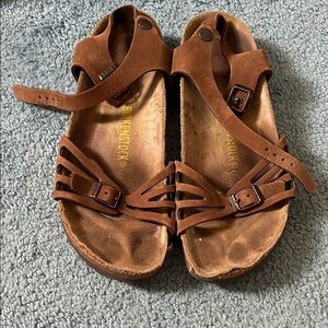 Birkenstock Tan Leather Strappy Sandals